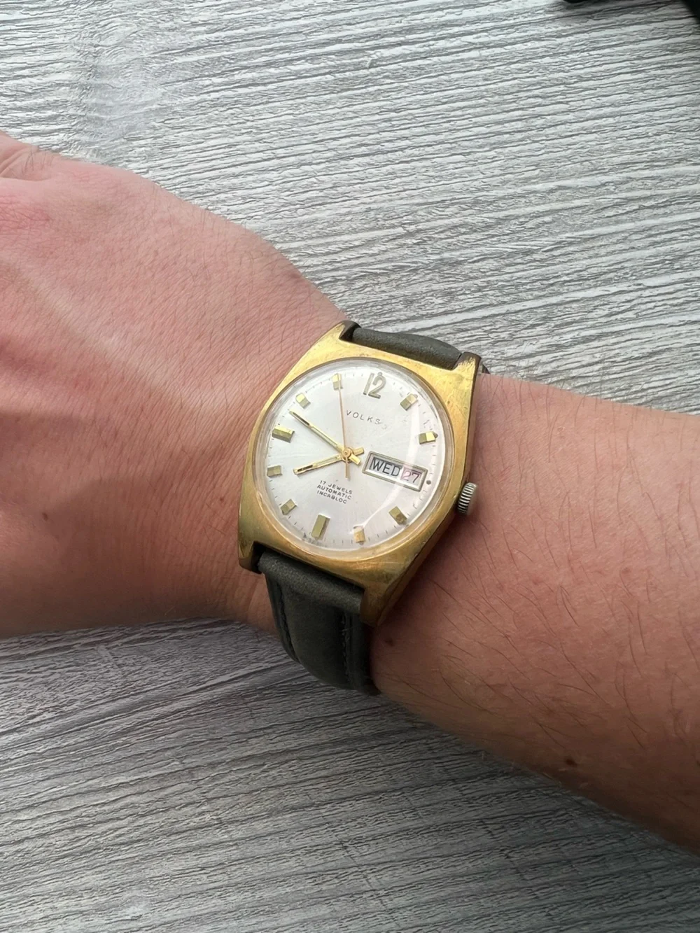 Volks Swiss Gold-Tone Automatic Watch with Day-Date